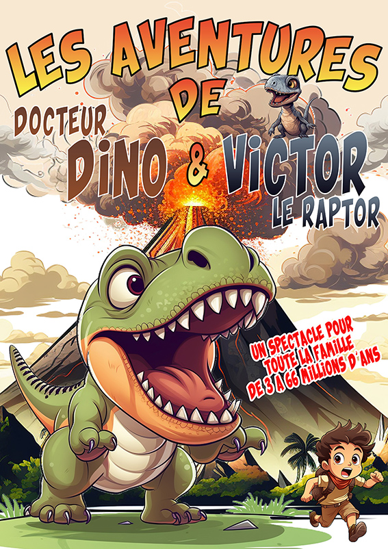 Affiche du spectacle Les aventures de Docteur Dino et Victor le Raptor à la Comédie de Metz